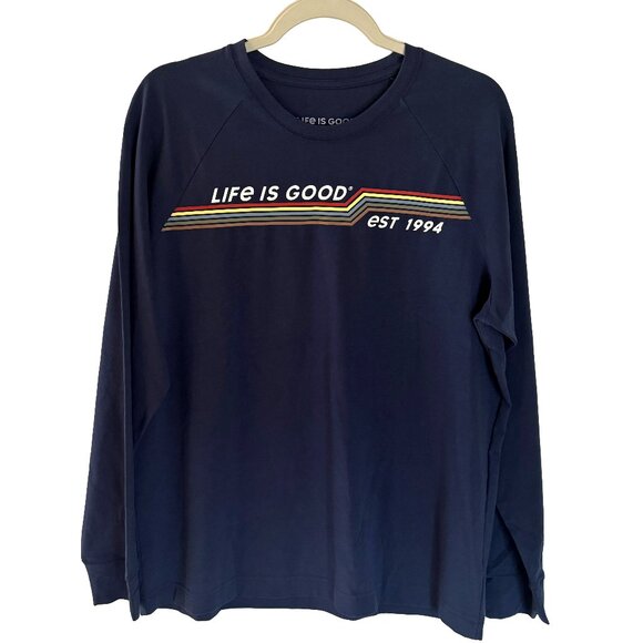 Life is Good Men's Crusher-Flex Crew Sweatshirt Energetic Stripe Size Medium NWT - Picture 1 of 9